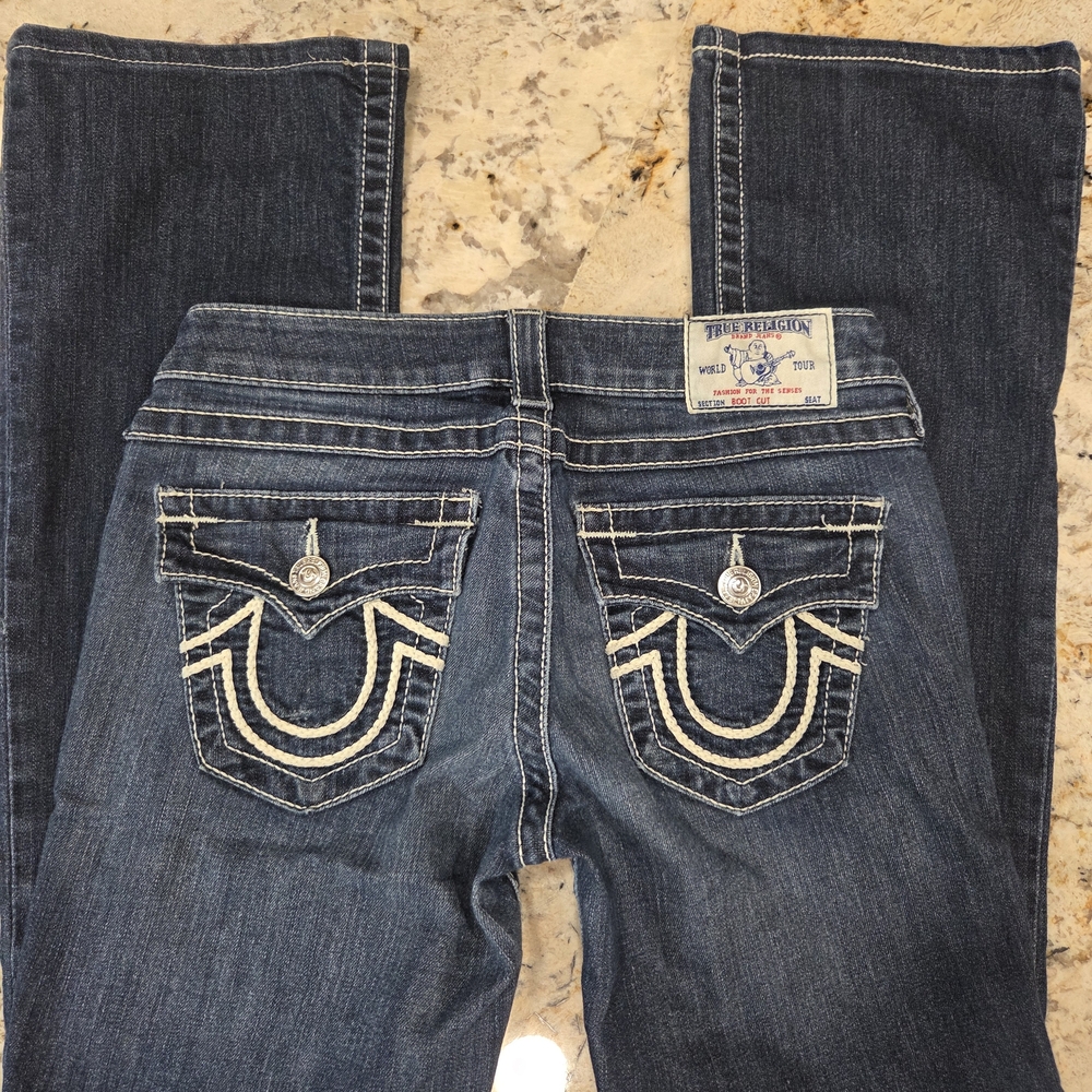 True Religion Women's Bootcut Blue Jeans Size 27 Inseam 29'